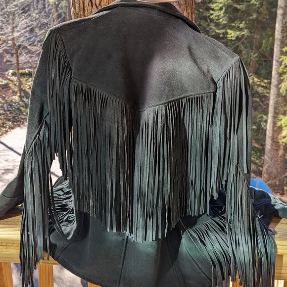 Vintage Schott Western Authentic Styling Fringe Suede Jacket in Emerald Green - Picture 8 of 15